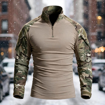 Polyester Camo Half Zip Tactical Shirt