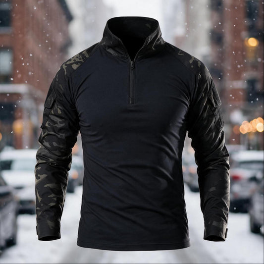 Polyester Camo Half Zip Tactical Shirt
