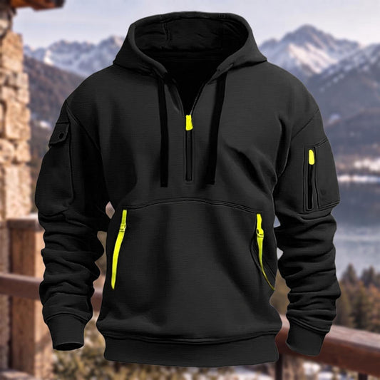 Solid Color Multi-pocket Contrast Sweatshirt