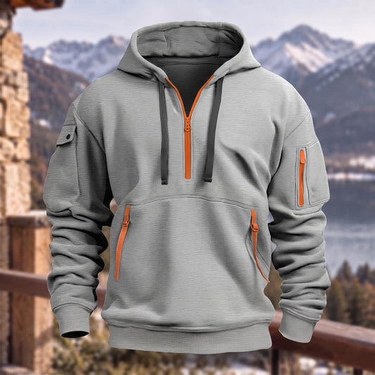 Solid Color Multi-pocket Contrast Sweatshirt