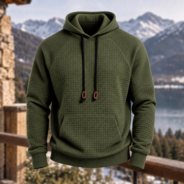 Polyester Solid Waffle Knit Hoodie