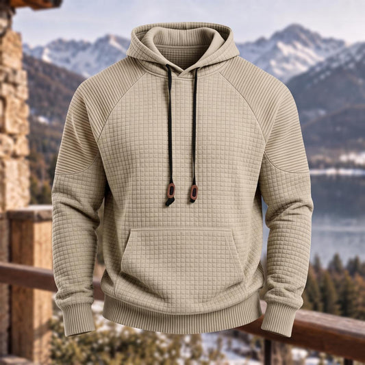Polyester Solid Waffle Knit Hoodie