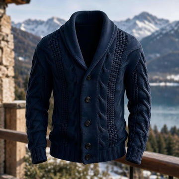 Blend Cable Knit Warm Shawl Collar Cardigan