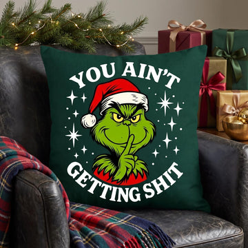 Cotton Linen Grinch Print Pillow
