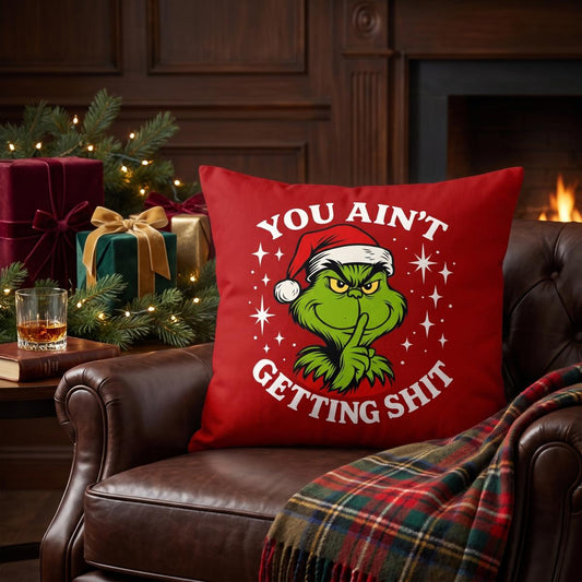 Cotton Linen Grinch Print Pillow