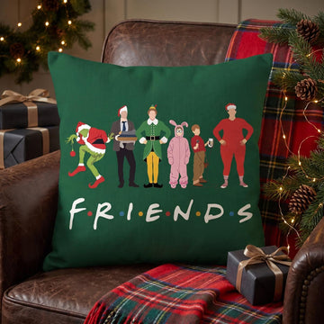 Cotton Linen Friends Xmas Pillow