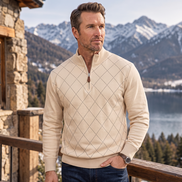 Loose Diamond Quarter Zip Sweater
