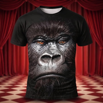 Cotton-Like Gorilla Print Loose T-shirt