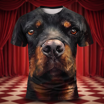 Rottweiler Print Straight T-shirt