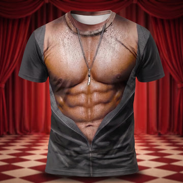 Funny 3D Muscle Print Slim T-shirt