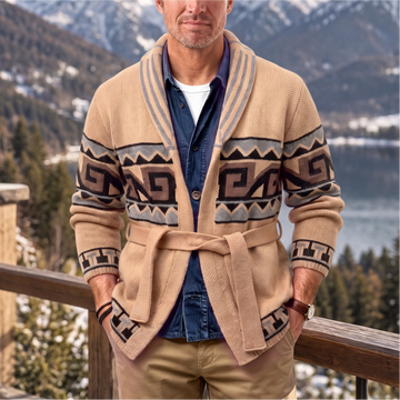 Tribal Jacquard Shawl Collar Cardigan