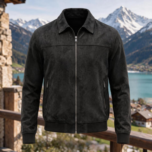 Solid Suede Look Warm Lapel Short Jacket