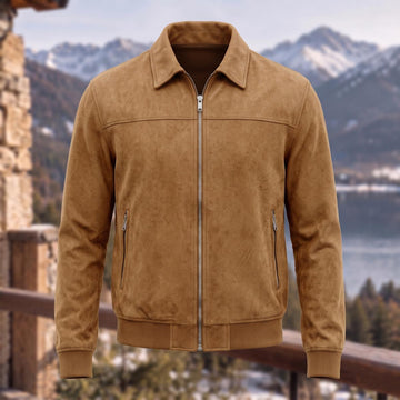 Solid Suede Look Warm Lapel Short Jacket