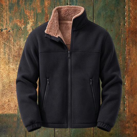 Outdoor Winter Thermal Fleece Jacket for Men - Windproof Zip Coat Pitch