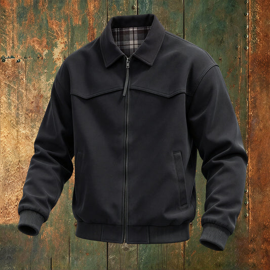 Men's Vintage Workwear Jacket Plaid Lined Full-Zip Outerwear