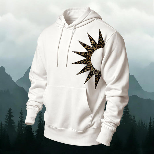 Celestial Sunburst Mandala Print Versatile Hoodie