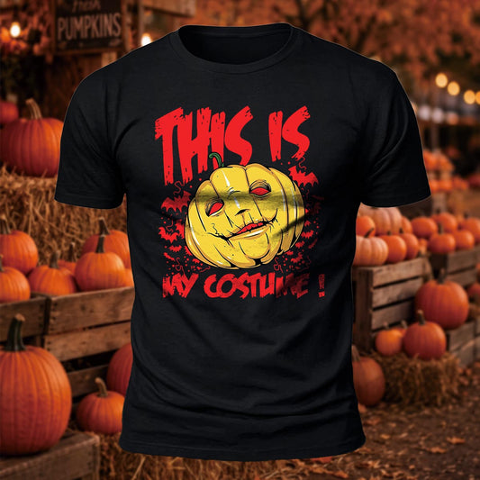 Funny Halloween This Is My Costume Pumpkin Printed Short Sleeve T-Shirt