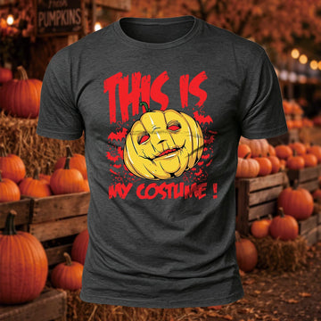 Funny Halloween This Is My Costume Pumpkin Printed Short Sleeve T-Shirt