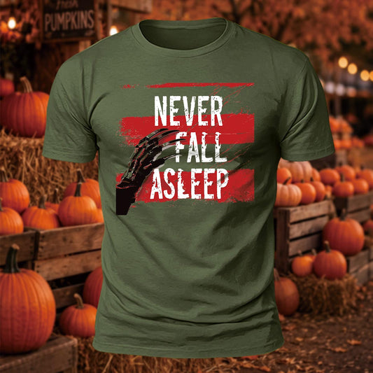 Never Fall Asleep Printed Short Sleeve T-Shirt