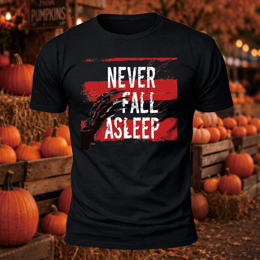 Never Fall Asleep Printed Short Sleeve T-Shirt