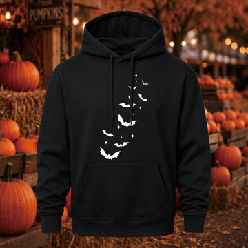 Spooky Bats & Stars Halloween Printed Hoodie