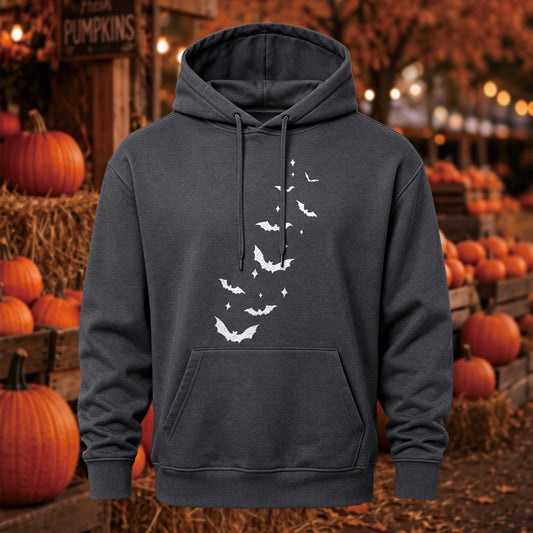 Spooky Bats & Stars Halloween Printed Hoodie