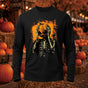 Halloween Scream Pumpkin Skeleton Printed Long-Sleeve Cotton T-Shirt