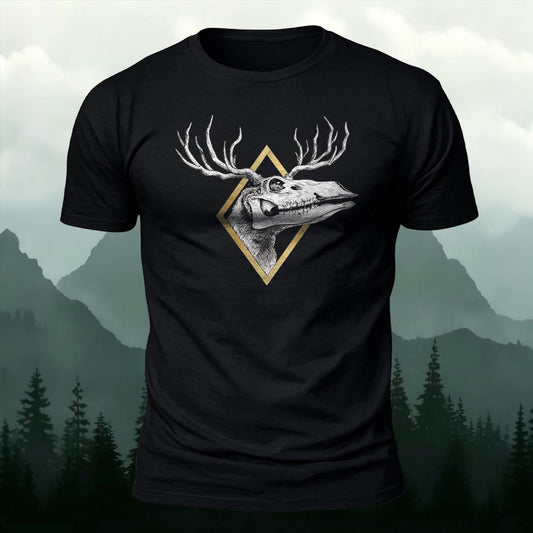 Wilderness Remains Geometric Moose SkullPrinted Short Sleeve T-Shirt