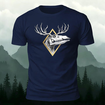 Wilderness Remains Geometric Moose SkullPrinted Short Sleeve T-Shirt