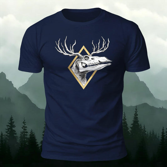 Wilderness Remains Geometric Moose SkullPrinted Short Sleeve T-Shirt
