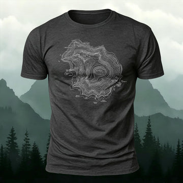 Geographic Terrain Art Printed Short Sleeve T-Shirt