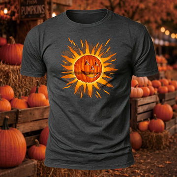 Sunburst Pumpkin Graphic Printed Short Sleeve T-Shirt