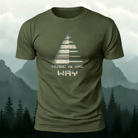 Piano Keys Road Graphic Printed Short Sleeve T-Shirt