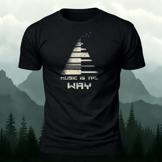Piano Keys Road Graphic Printed Short Sleeve T-Shirt