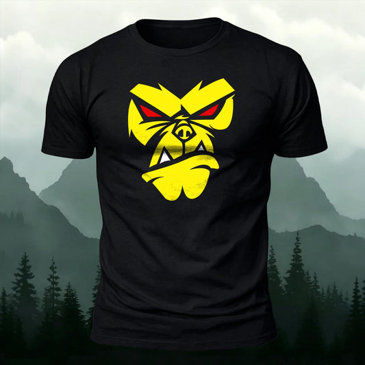 Angry Gorilla Face Printed Short Sleeve T-Shirt