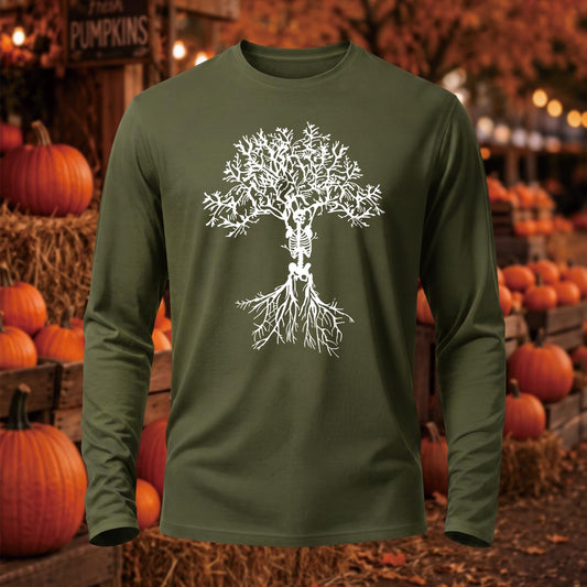 Skeleton Tree & Roots Halloween Printed Short Sleeve T-Shirt