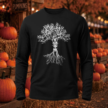 Skeleton Tree & Roots Halloween Printed Short Sleeve T-Shirt