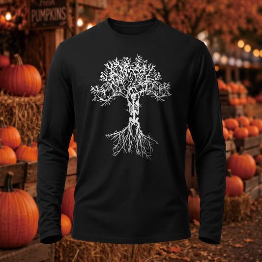 Skeleton Tree & Roots Halloween Printed Short Sleeve T-Shirt