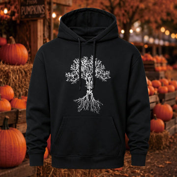 Skeleton Tree & Roots Halloween Printed Hoodie