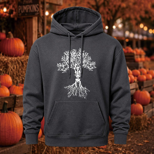 Skeleton Tree & Roots Halloween Printed Hoodie
