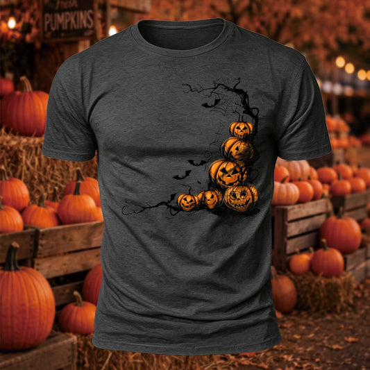 Halloween Jack-o'-Lantern Pumpkin Printed Short Sleeve T-Shirt