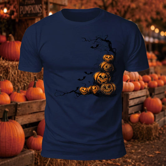Halloween Jack-o'-Lantern Pumpkin Printed Short Sleeve T-Shirt