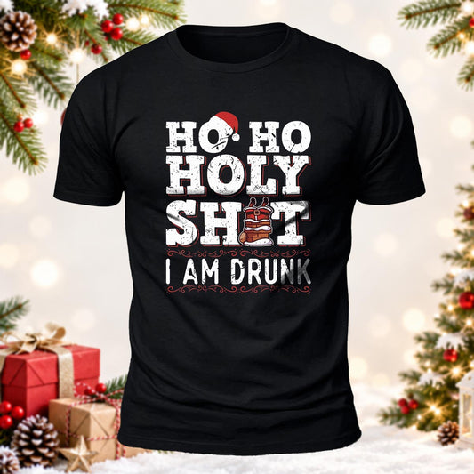 Ho Ho Holy Shit I Am Drunk Printed Short Sleeve T-Shirt