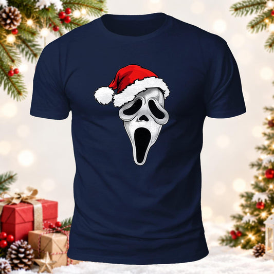 Ghostface Santa Hat Printed Short Sleeve T-Shirt
