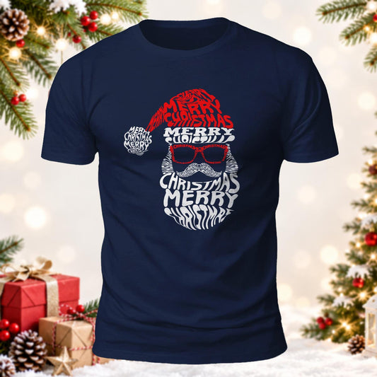 Word Art Santa Claus Printed Short Sleeve T-Shirt