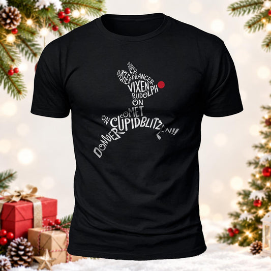Rudolph the Red Nosed Reindeer Word Art Printed Short Sleeve T-Shirt