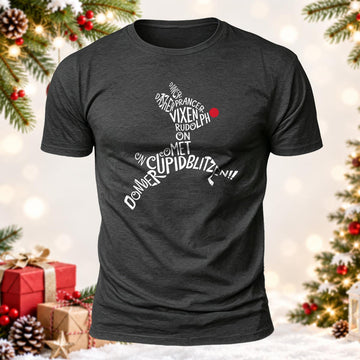 Rudolph the Red Nosed Reindeer Word Art Printed Short Sleeve T-Shirt