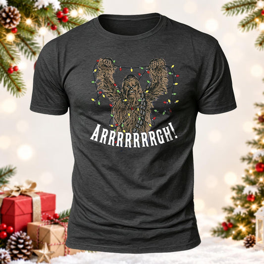 Chewbacca Christmas Lights Printed Short Sleeve T-Shirt