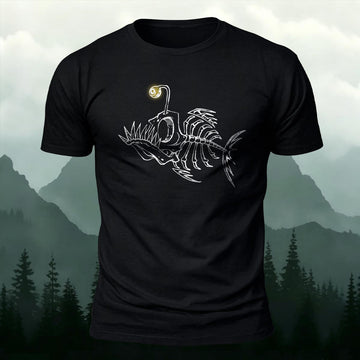 Deep Sea Fish Bone Printed Short Sleeve T-Shirt