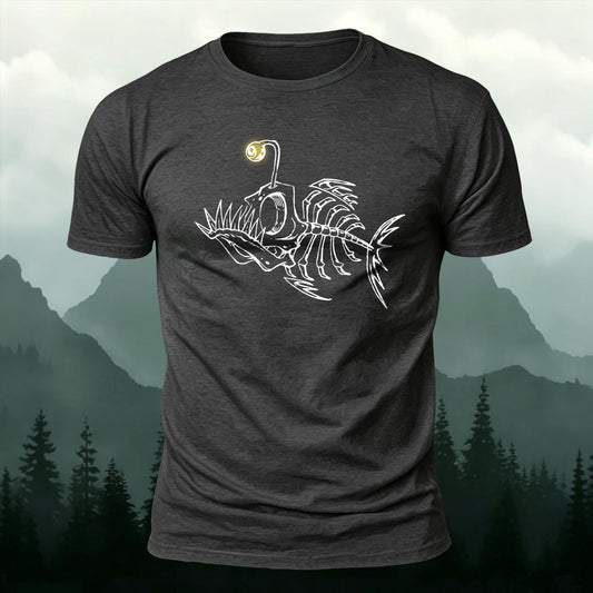 Deep Sea Fish Bone Printed Short Sleeve T-Shirt